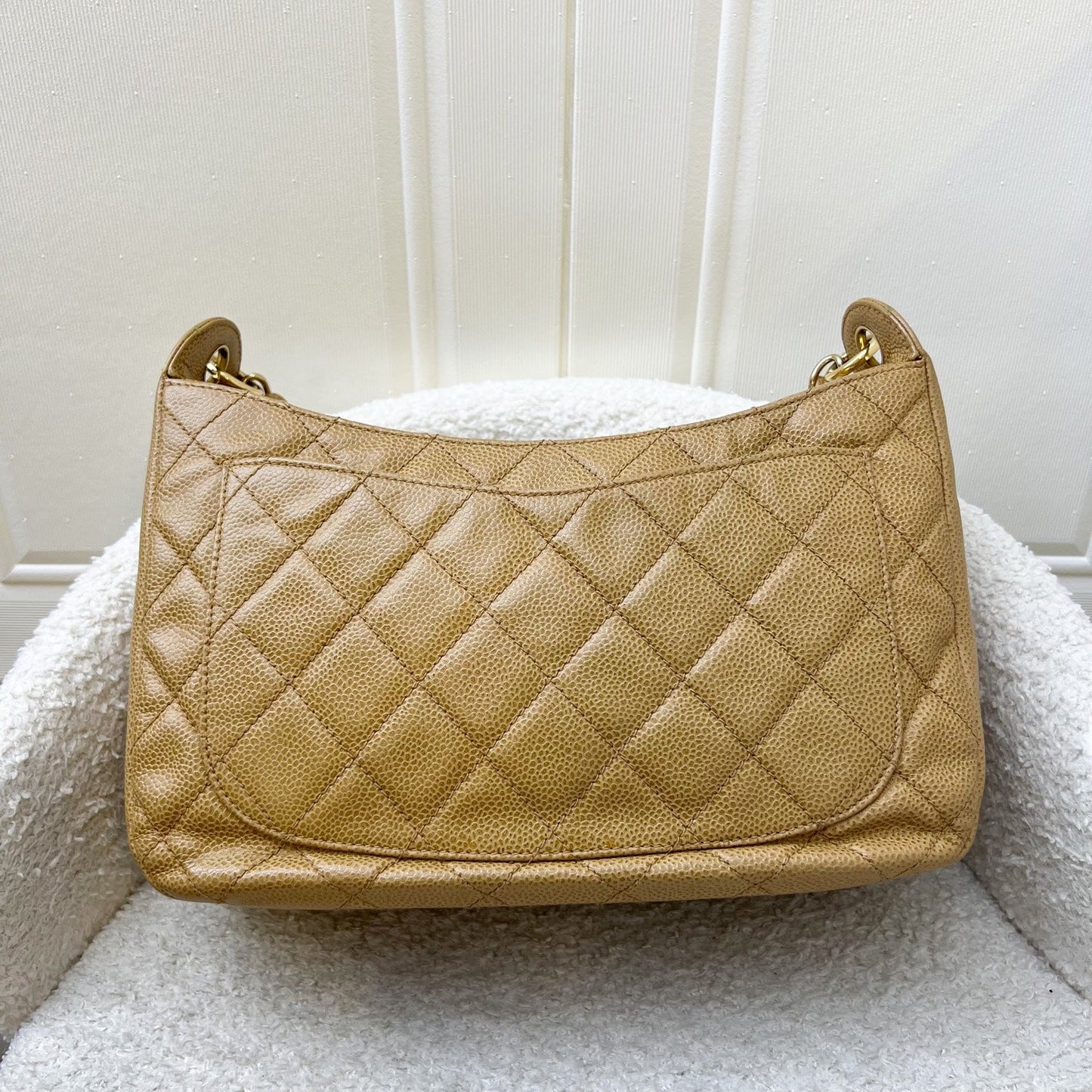 Chanel Half Moon Timeless Hobo in Dark Beige Caviar and GHW