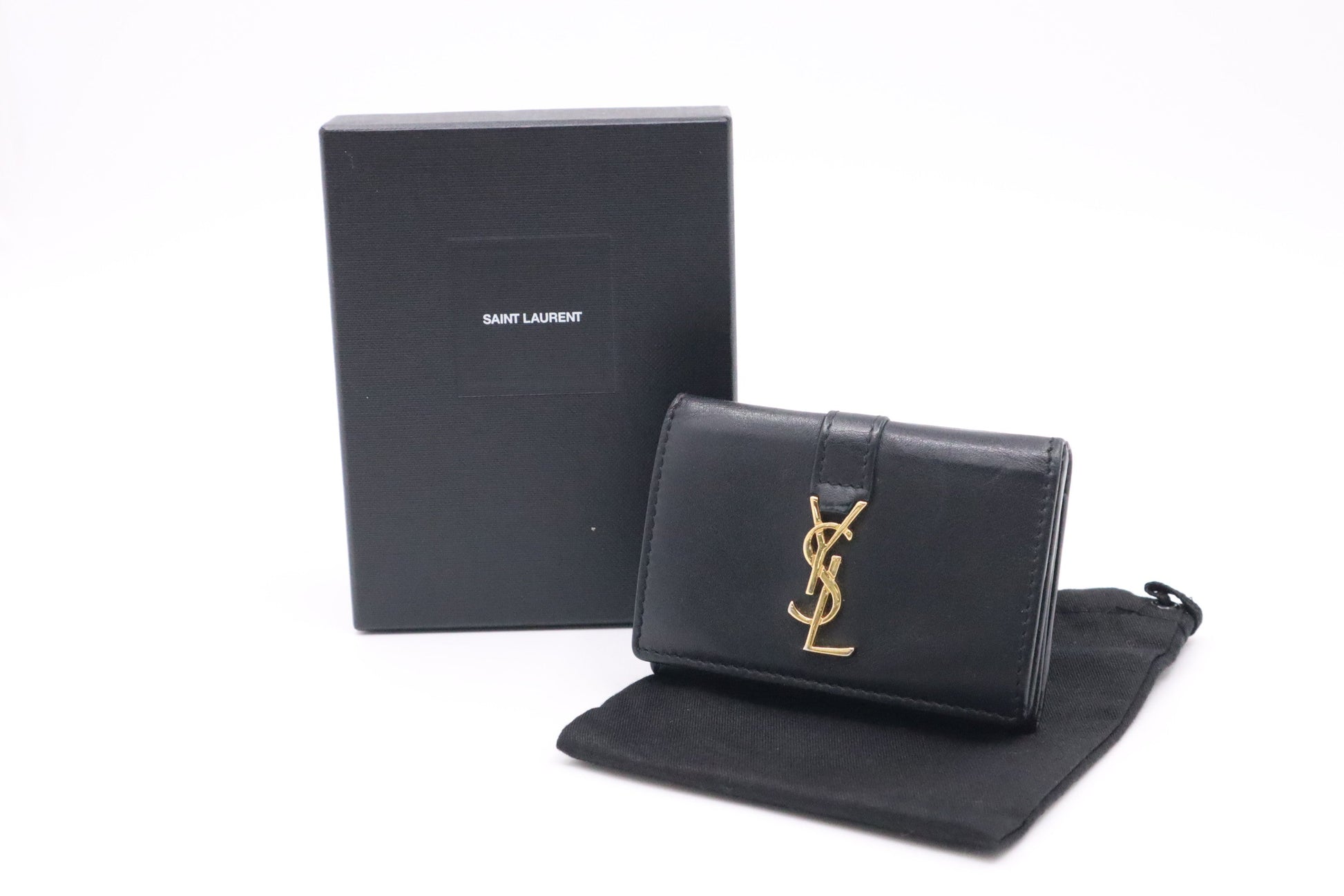 YSL Saint Laurent Compact Wallet In Travel Bag Leather Black