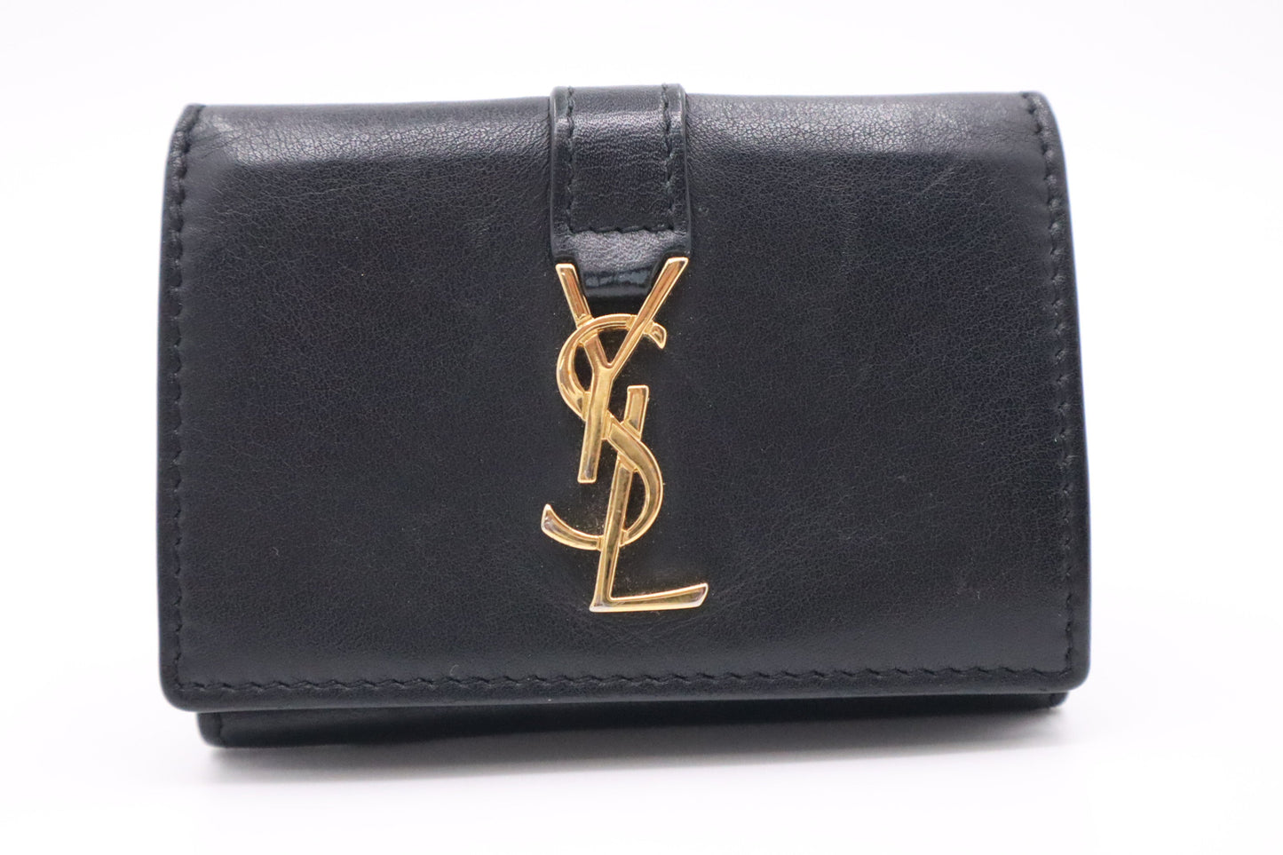 YSL Saint Laurent Compact Wallet In Travel Bag Leather Black