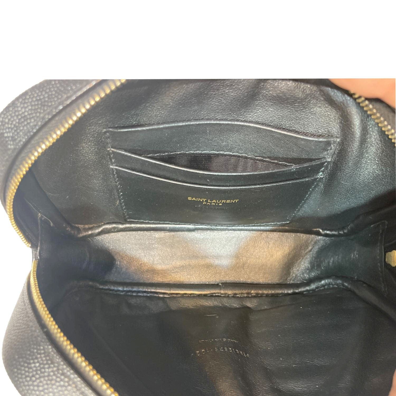 YSL Saint Laurent Yves Lou Chevron Camera Bag Leather Black Travel Bag