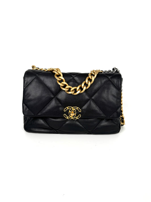 Chanel 19 2020 Large Black Quilted Gold Hardware Flap Bag