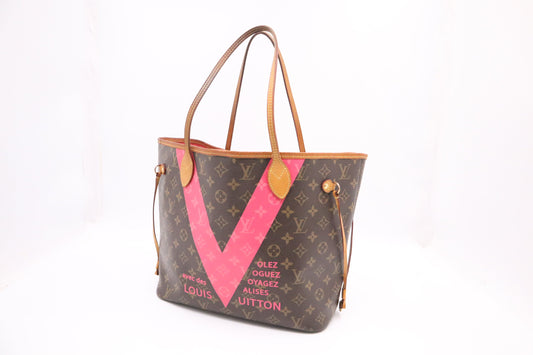 Louis Vuitton Volez Voguez Valises Neverfull Monogram Pink MM Canvas Tote Bag