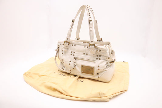 Louis Vuitton Sac Riveting White Leather Handbag