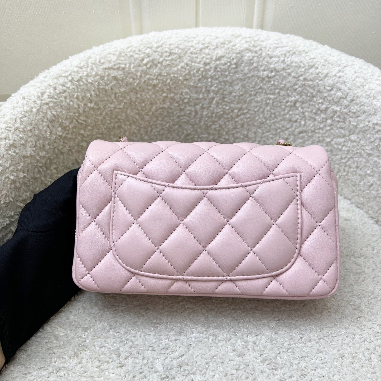 Chanel [Local Full Set] Extra Mini Rectangular Flap in Sakura Pink Lambskin and GHW (Model: ) Accessory