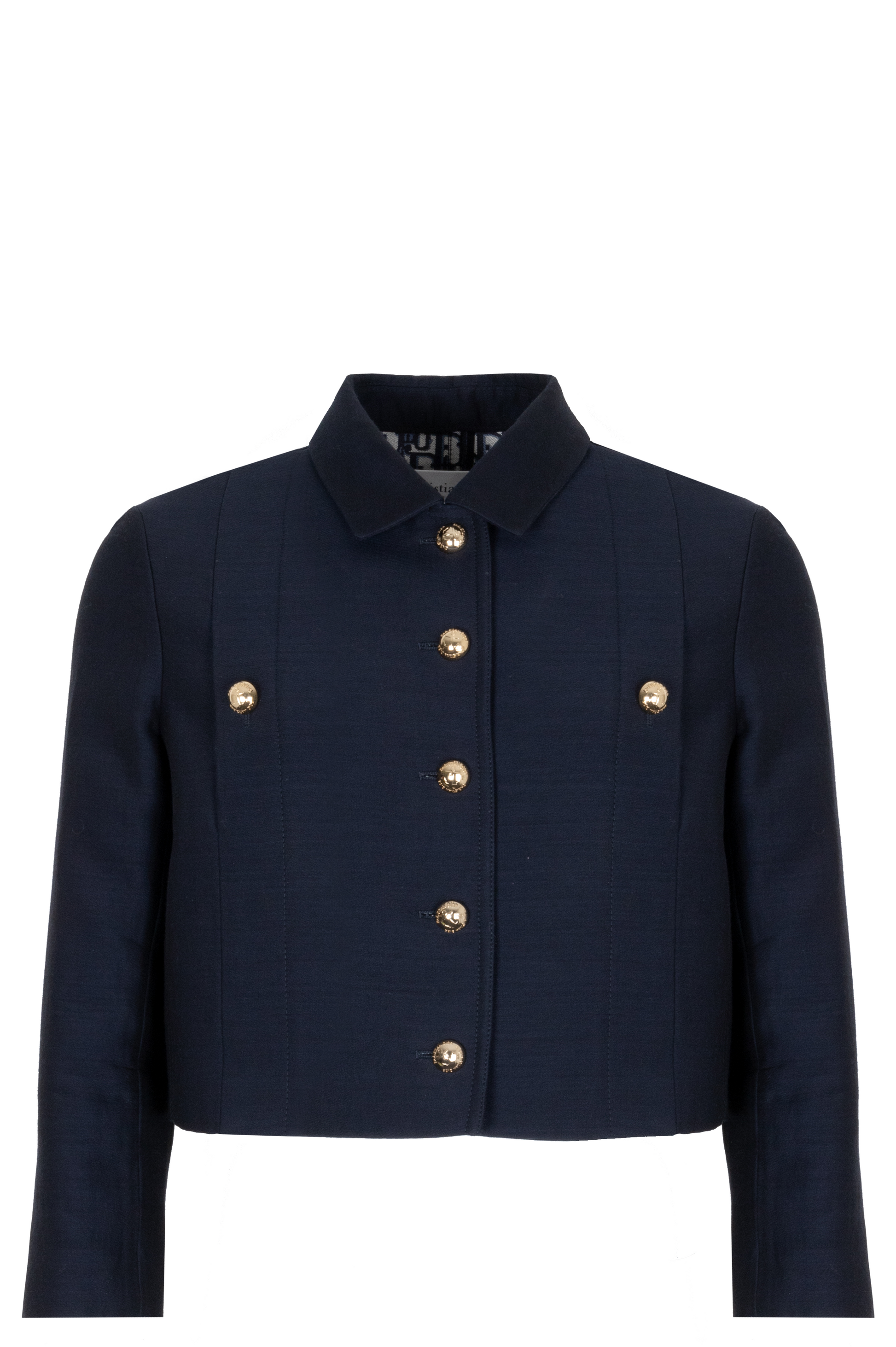 Dior Cropped Jacket Wool Silk Navy Handbag
