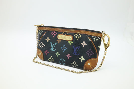 Louis Vuitton Pochette Milla MM Monogram Canvas Black Multicolor Clutch Bag