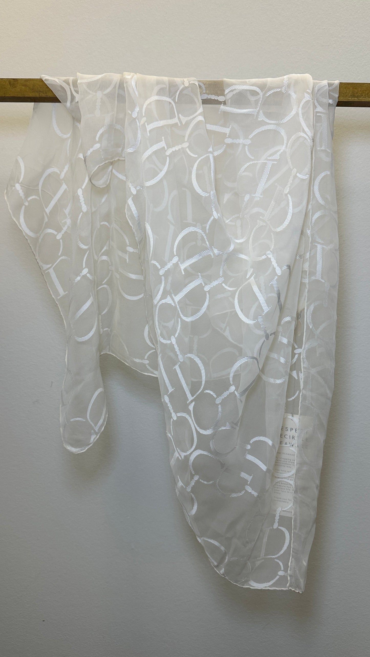 Dior Scarf Organza Silk White Logo