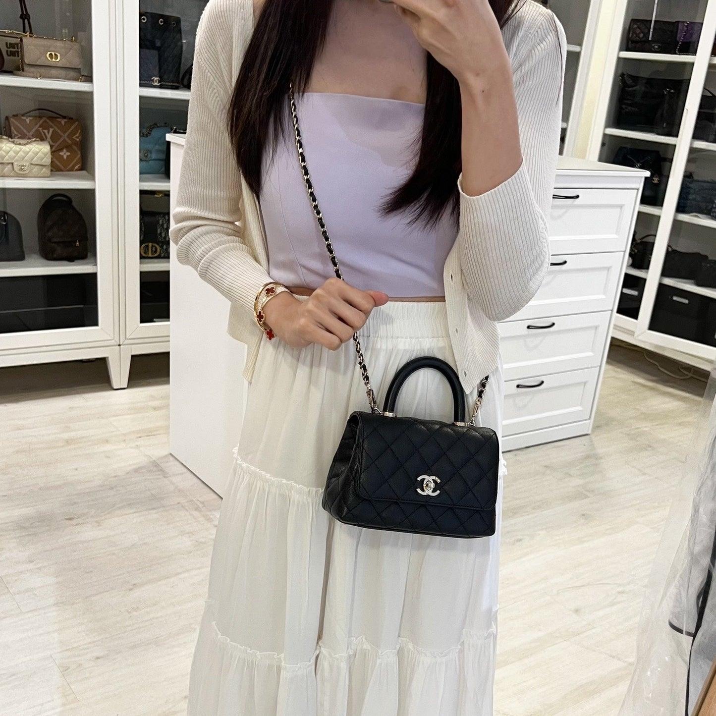 Mini Coco Handle Flap in Black Caviar and LGHW (Model: ) Accessory Signature