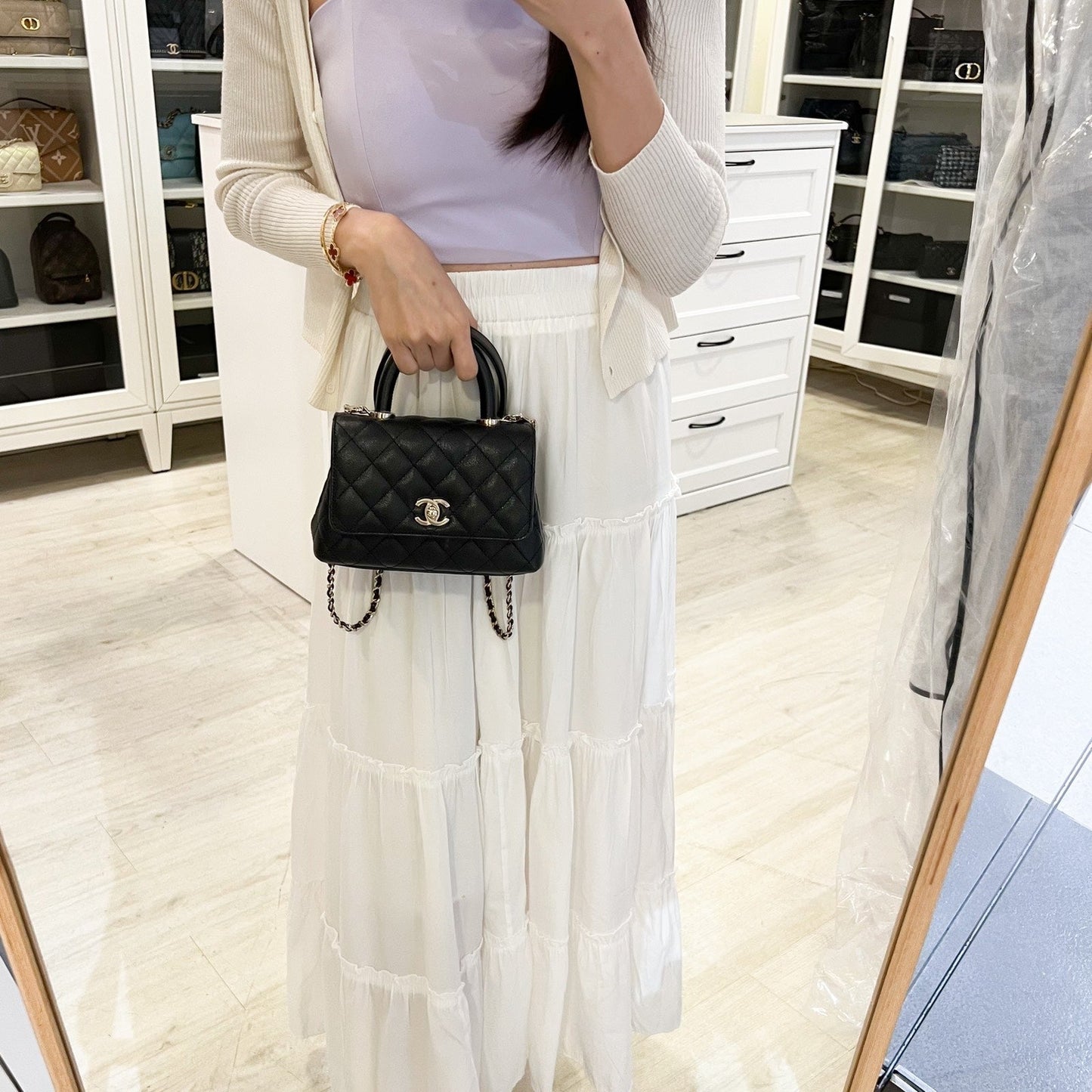 Mini Coco Handle Flap in Black Caviar and LGHW (Model: ) Accessory Signature