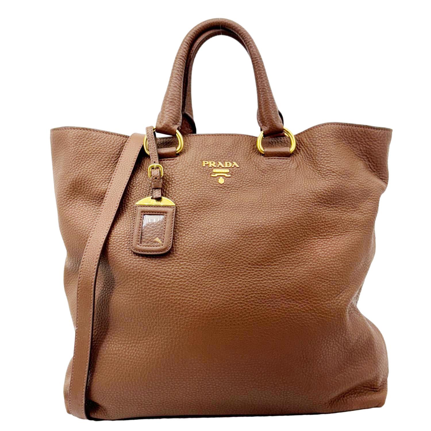 Vitello Daino Tote Shoulder Bag Leather Brown