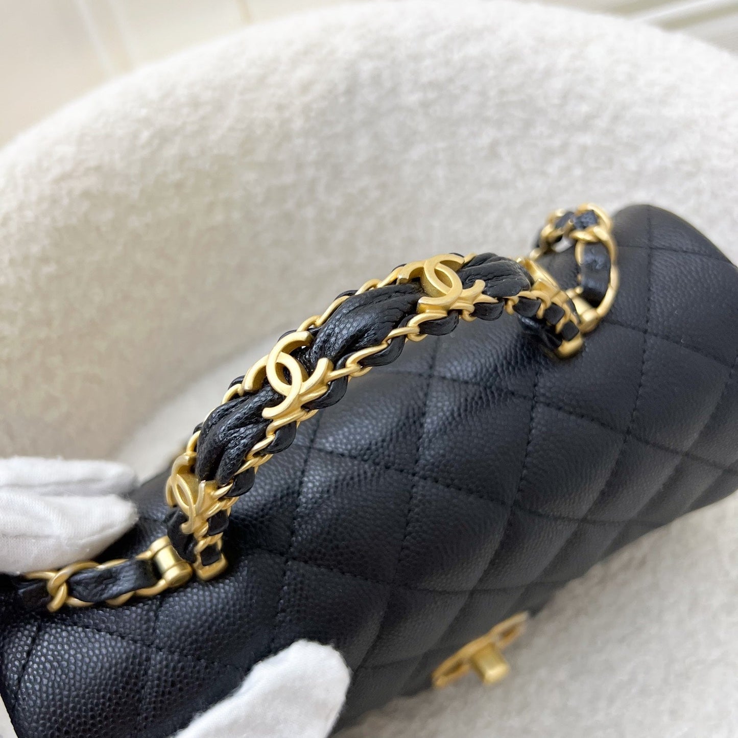 [Brand New] Top Handle Mini Rectangular Flap in Black Caviar and AGHW (Model: ) Bag Rectangle