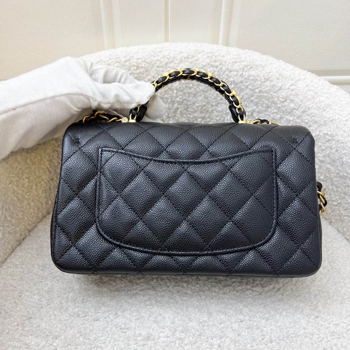 [Brand New] Top Handle Mini Rectangular Flap in Black Caviar and AGHW (Model: ) Bag Rectangle