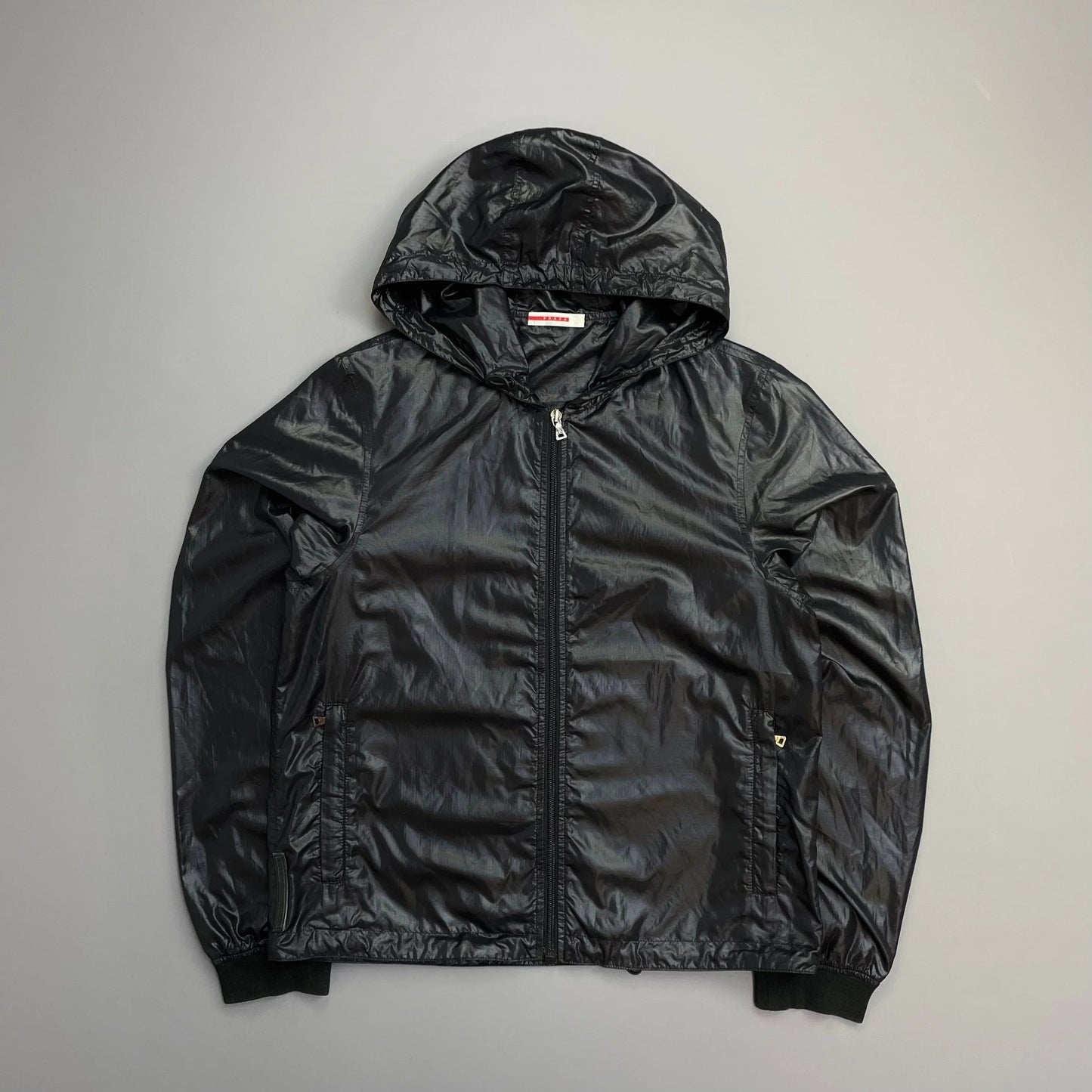 Prada Handbag Sport Deep 00s Lightweight Hooded Windbreaker Jacket Nylon Black Purple