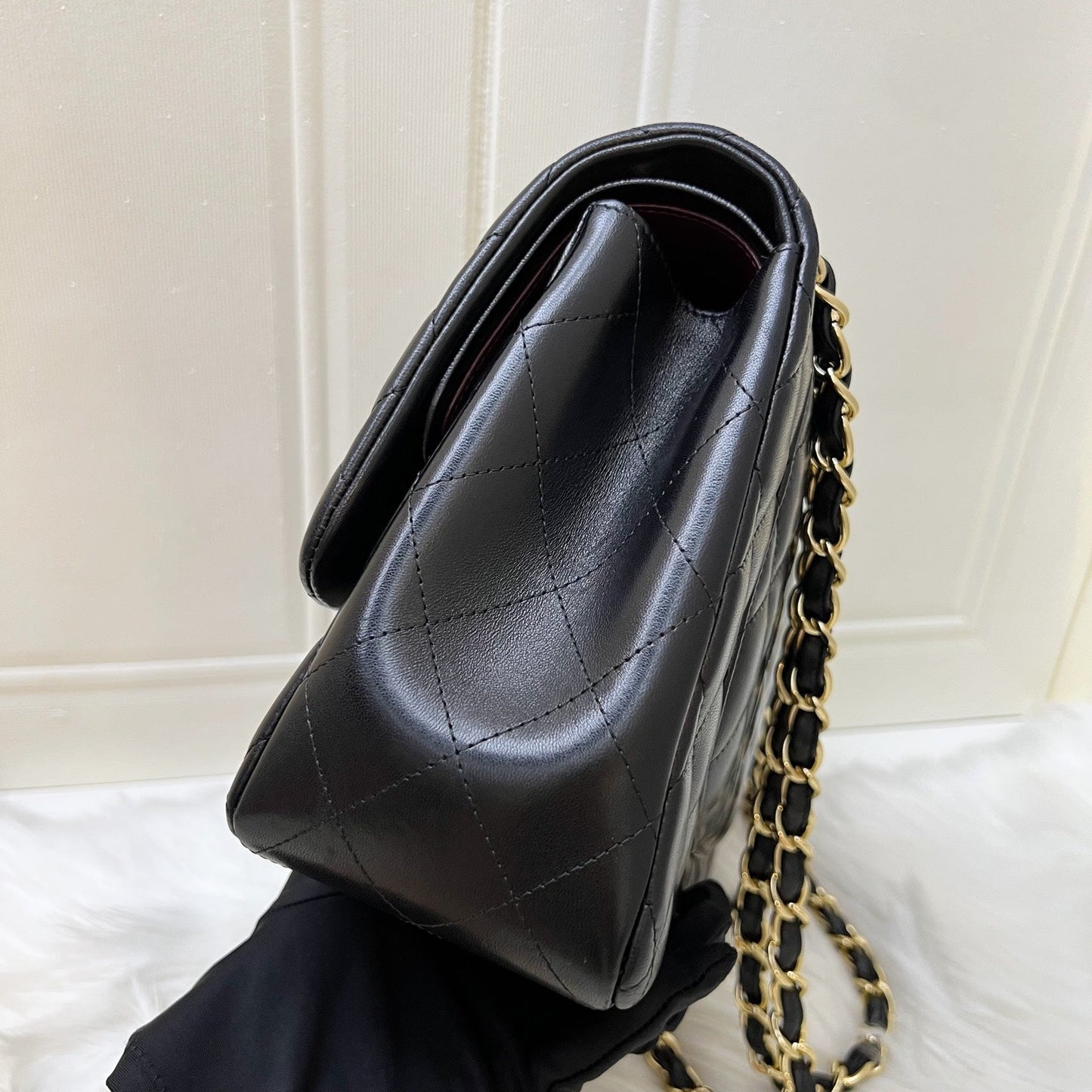Chanel Jumbo Classic Flap DF in Black Lambskin and GHW Accessory
