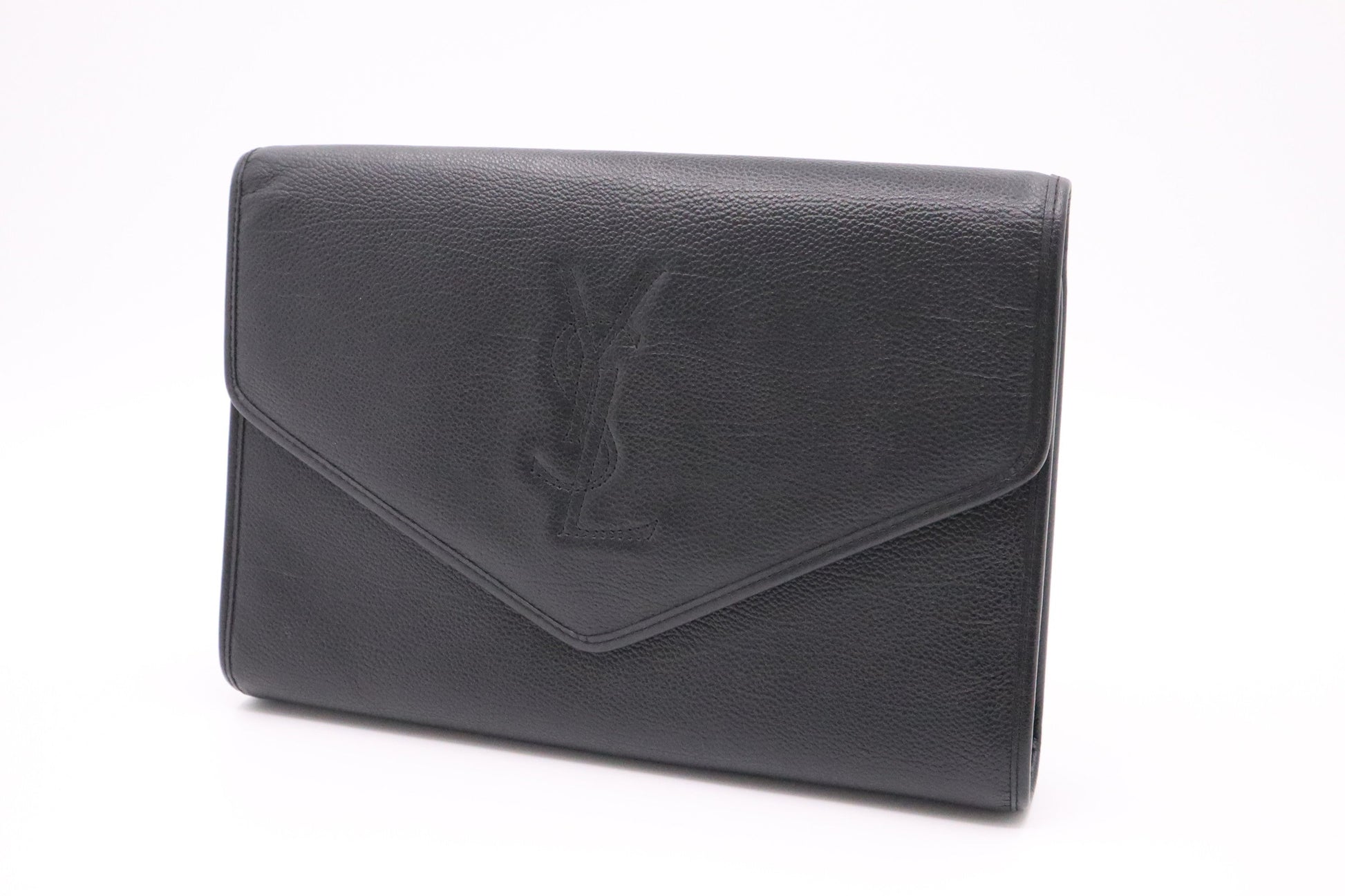 YSL Saint Laurent Clutch In Leather Black Clutch Bag In Black Leather