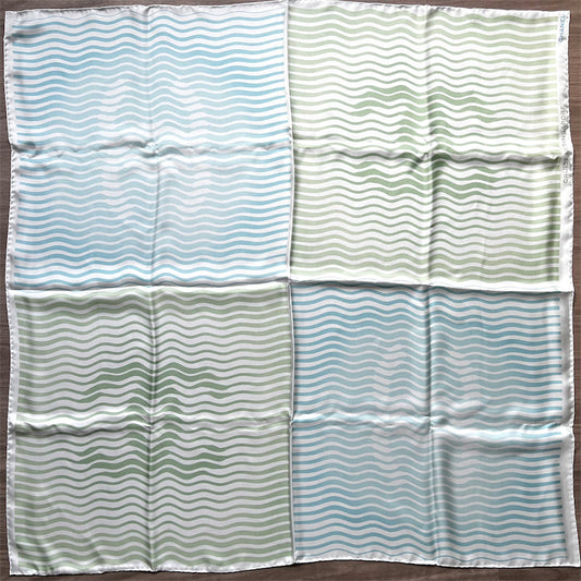 Chanel Cruise in Singapore VIP Gift Scarf in Sage / Blue / Cream 100% Silk
