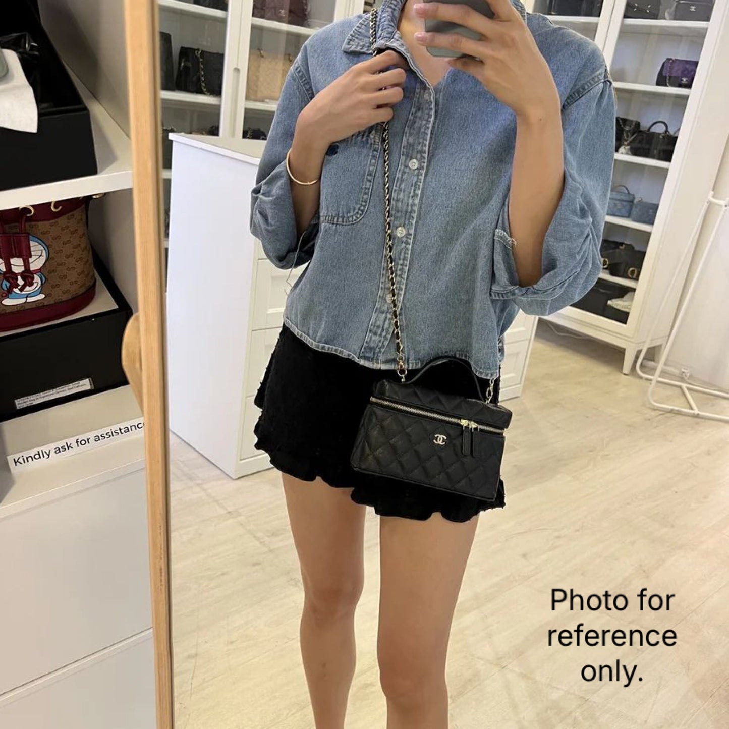 Chanel [BN - Local Full Set - Mar 2026] Vanity / Clutch with Chain (LP Style Bag) in Black Caviar and GHW