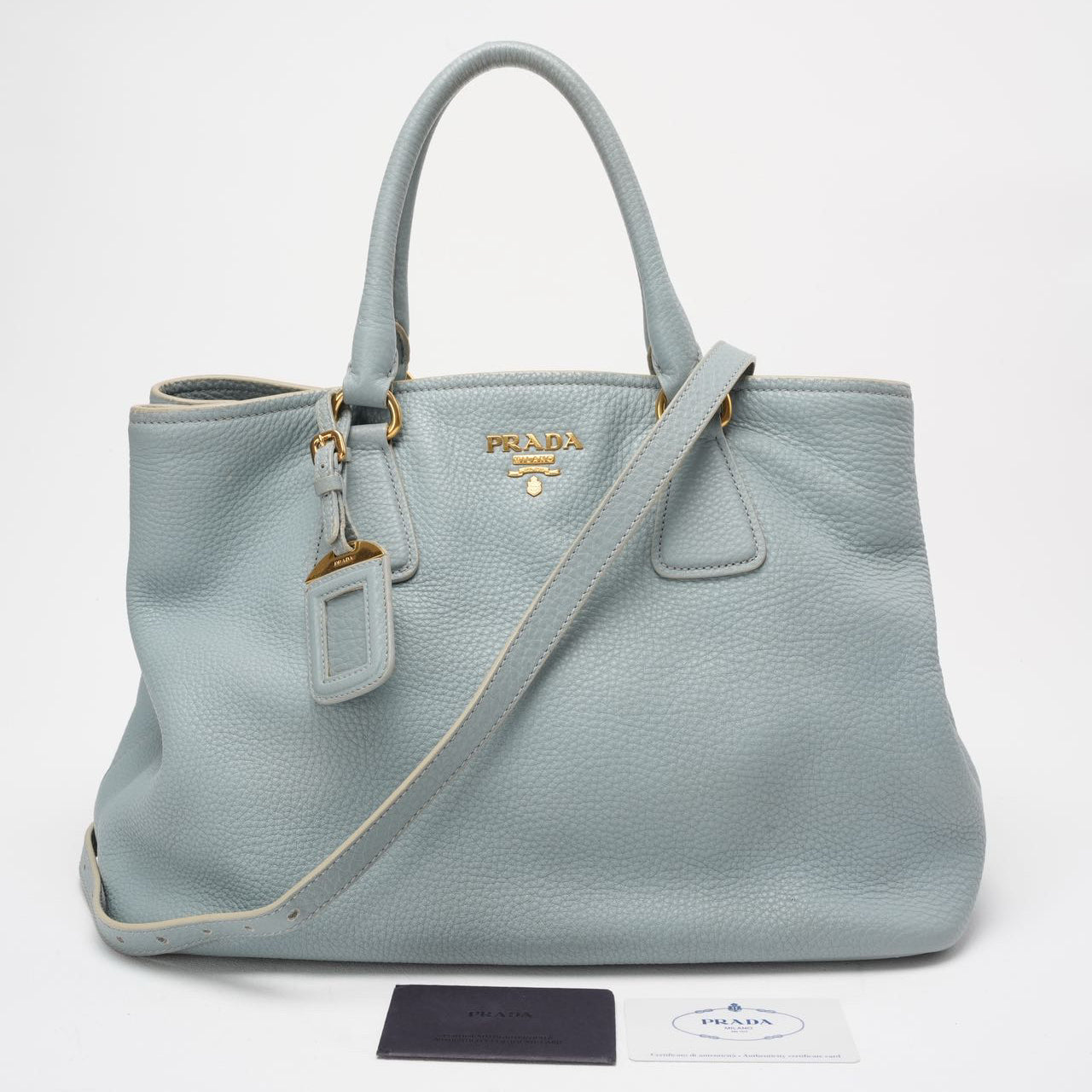 Prada Tote Bag Light Lux Galleria Tote Leather Saffiano Blue