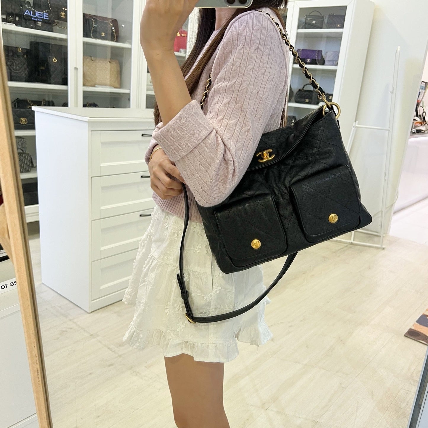 Chanel Maxi Hobo Bag in Black Caviar and AGHW (Model: )