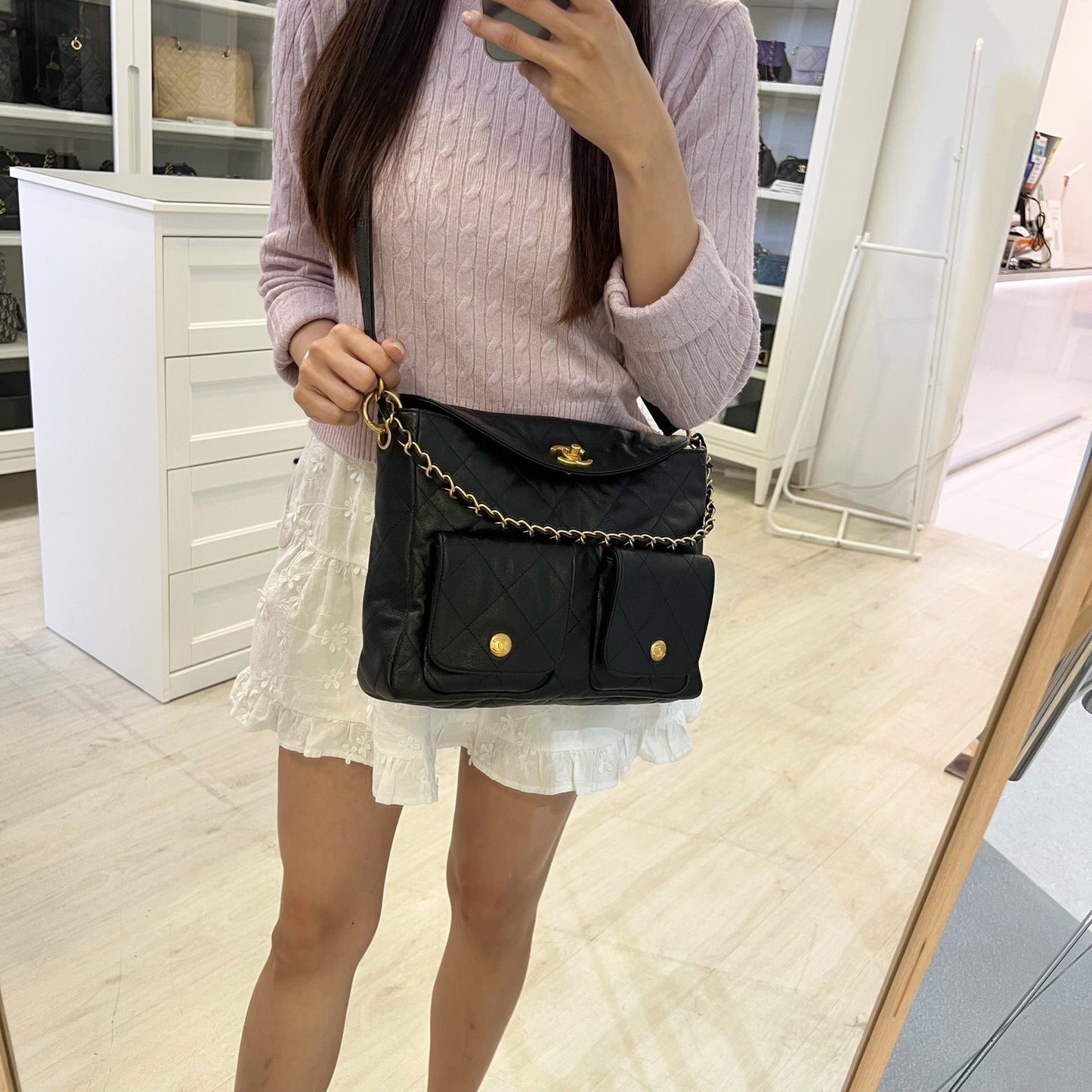 Chanel Maxi Hobo Bag in Black Caviar and AGHW (Model: )