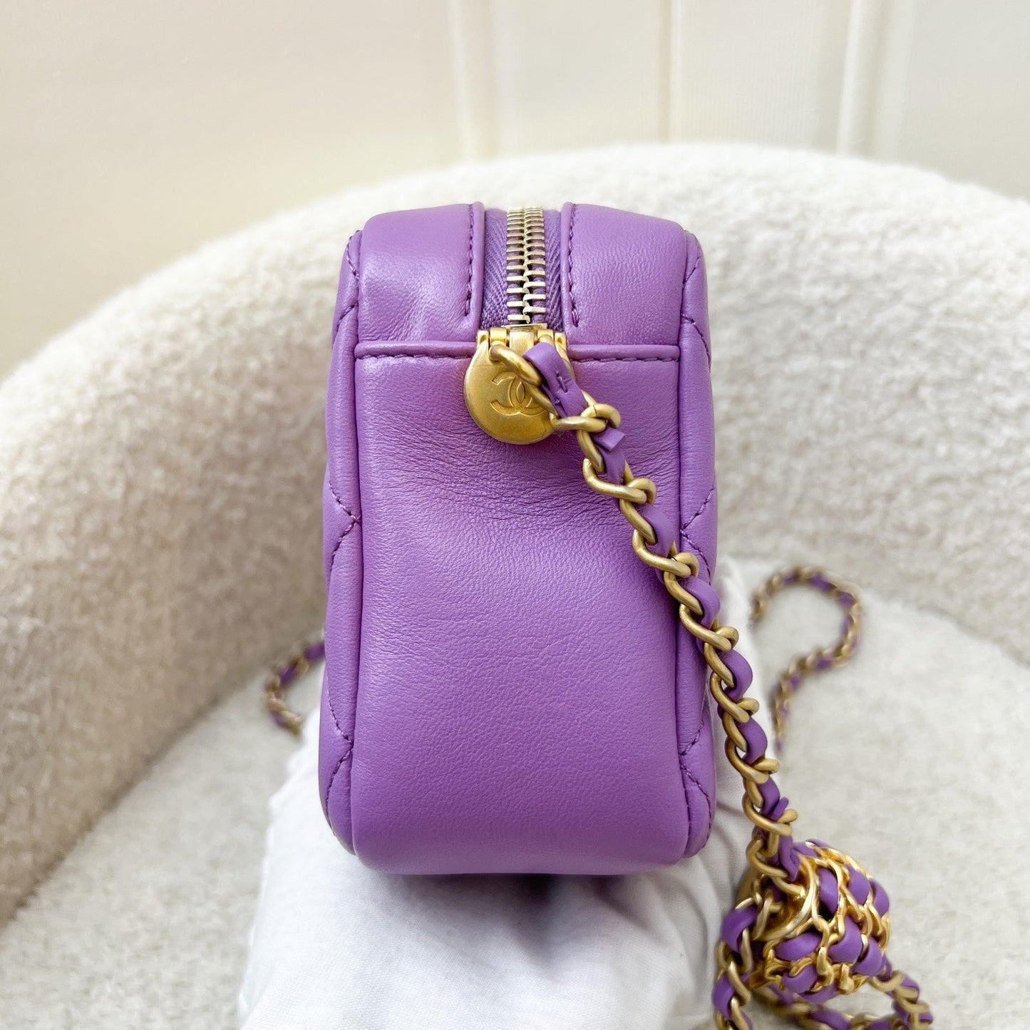 Chanel Pearl Crush Camera Bag in Purple Lambskin AGHW (Model: )