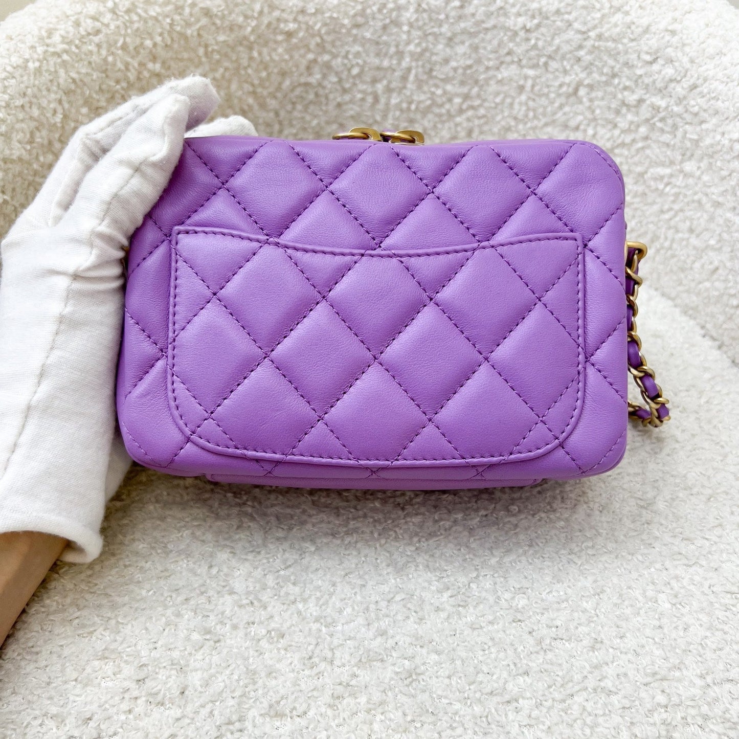 Chanel Pearl Crush Camera Bag in Purple Lambskin AGHW (Model: )