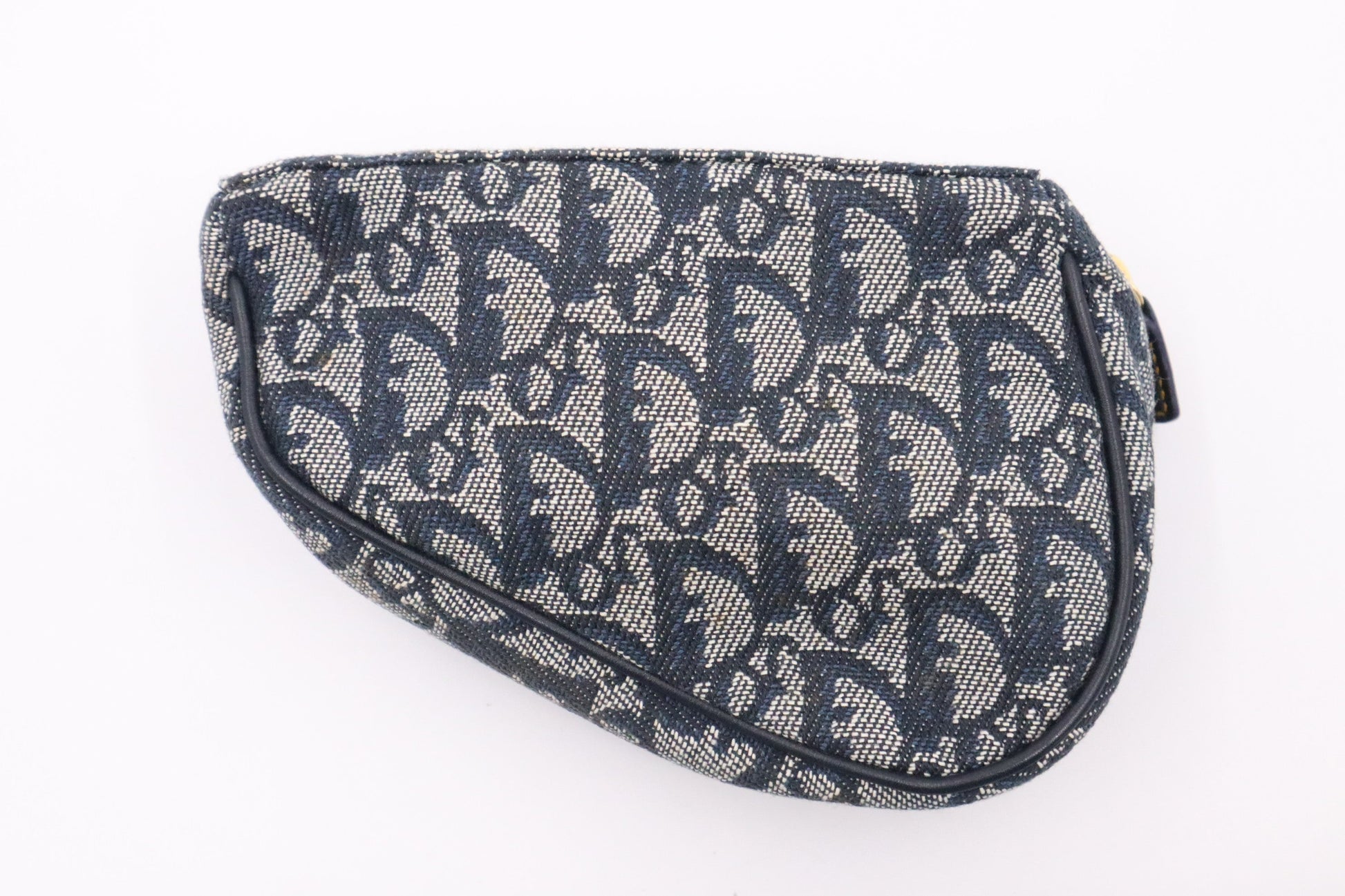 Dior Saddle Pouch In Oblique Handbag Canvas Blue Travel Bag