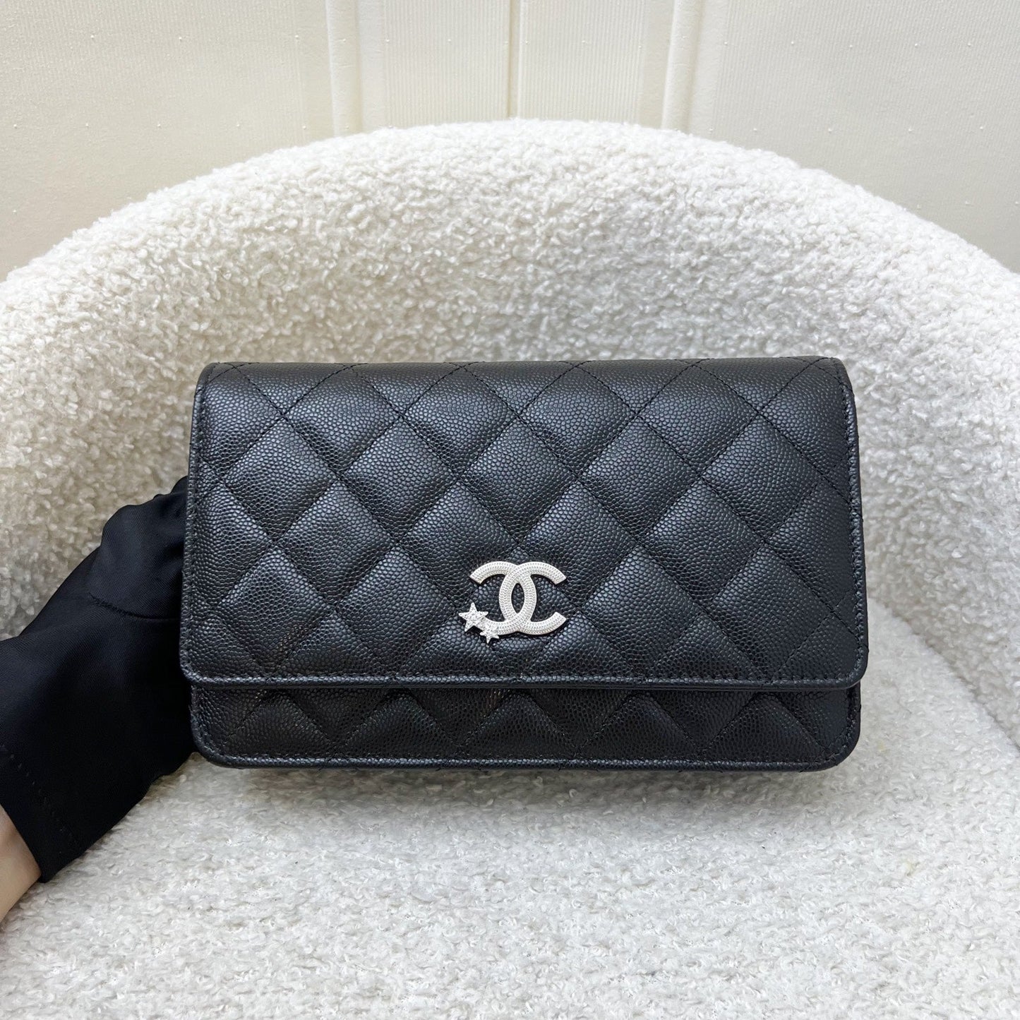 Chanel [BN - Sep 2025] Shooting Star Logo Wallet on Chain WOC in Black Caviar and SHW (Model: ) Bag