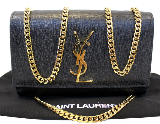 YSL Saint Laurent Saint Kate Chain Clutch Crossbody Bag Leather Black