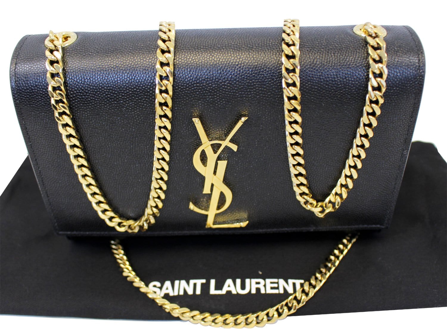 YSL Saint Laurent Saint Kate Chain Clutch Crossbody Bag Leather Black