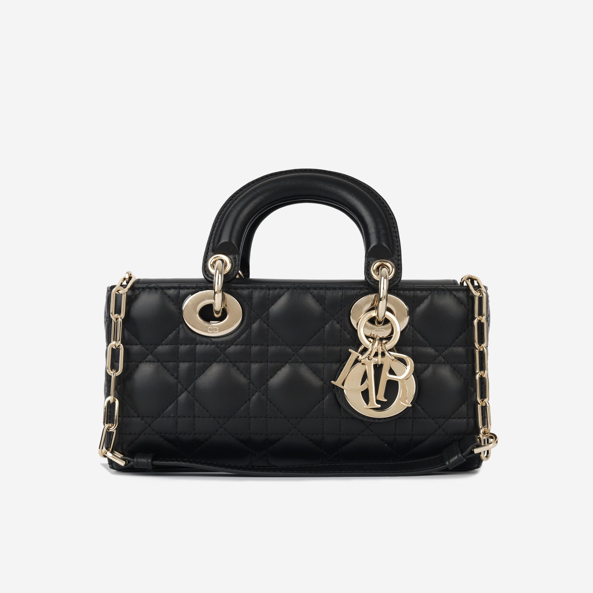 Dior Christian Lady Joy Tote Bag Black Lambskin Cghw