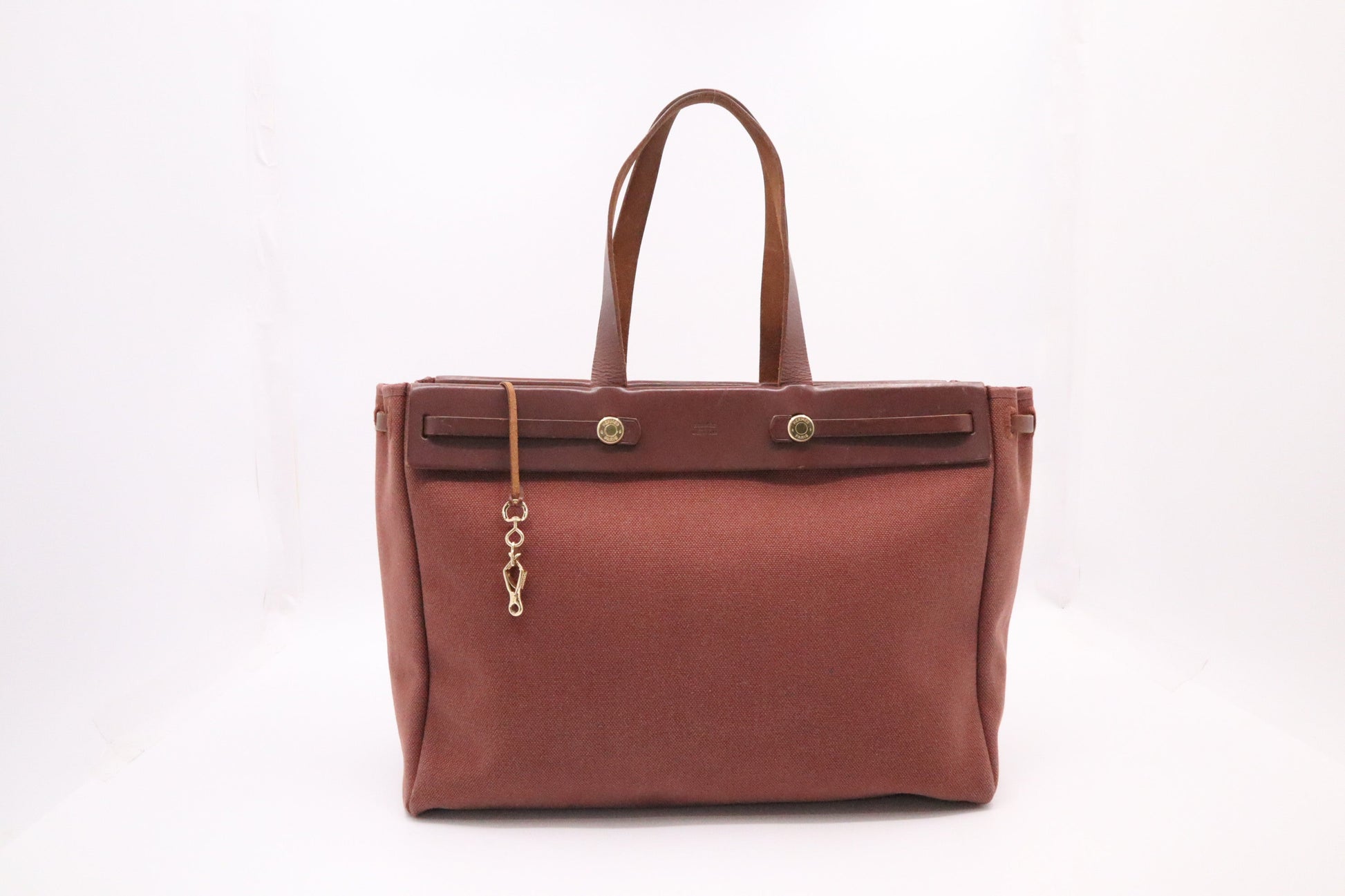 Hermes Herbag Cabas In Canvas Brown Travel Bag