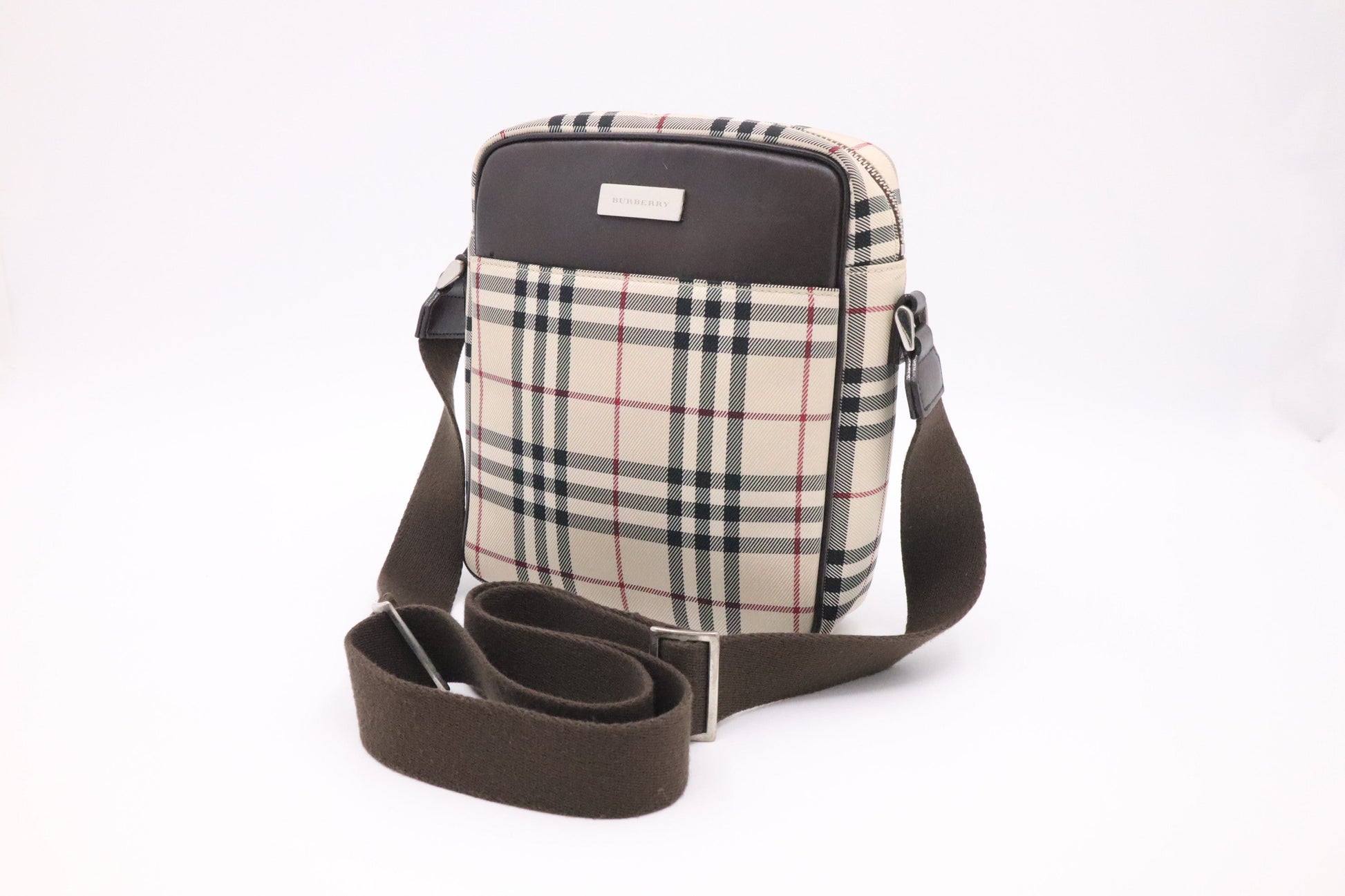 Burberry Crossbody Bag In Check Canvas Beige