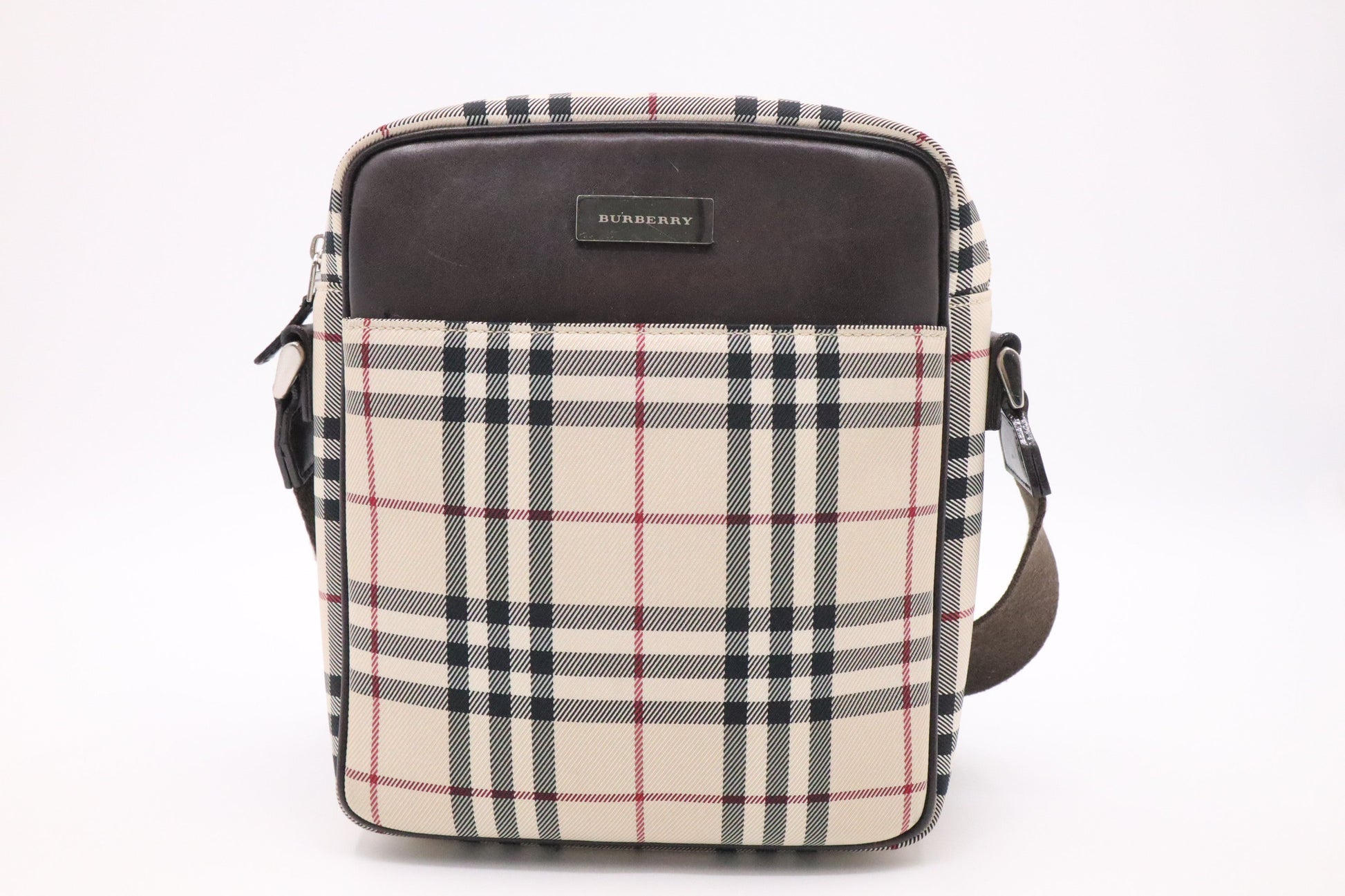 Burberry Crossbody Bag In Check Canvas Beige