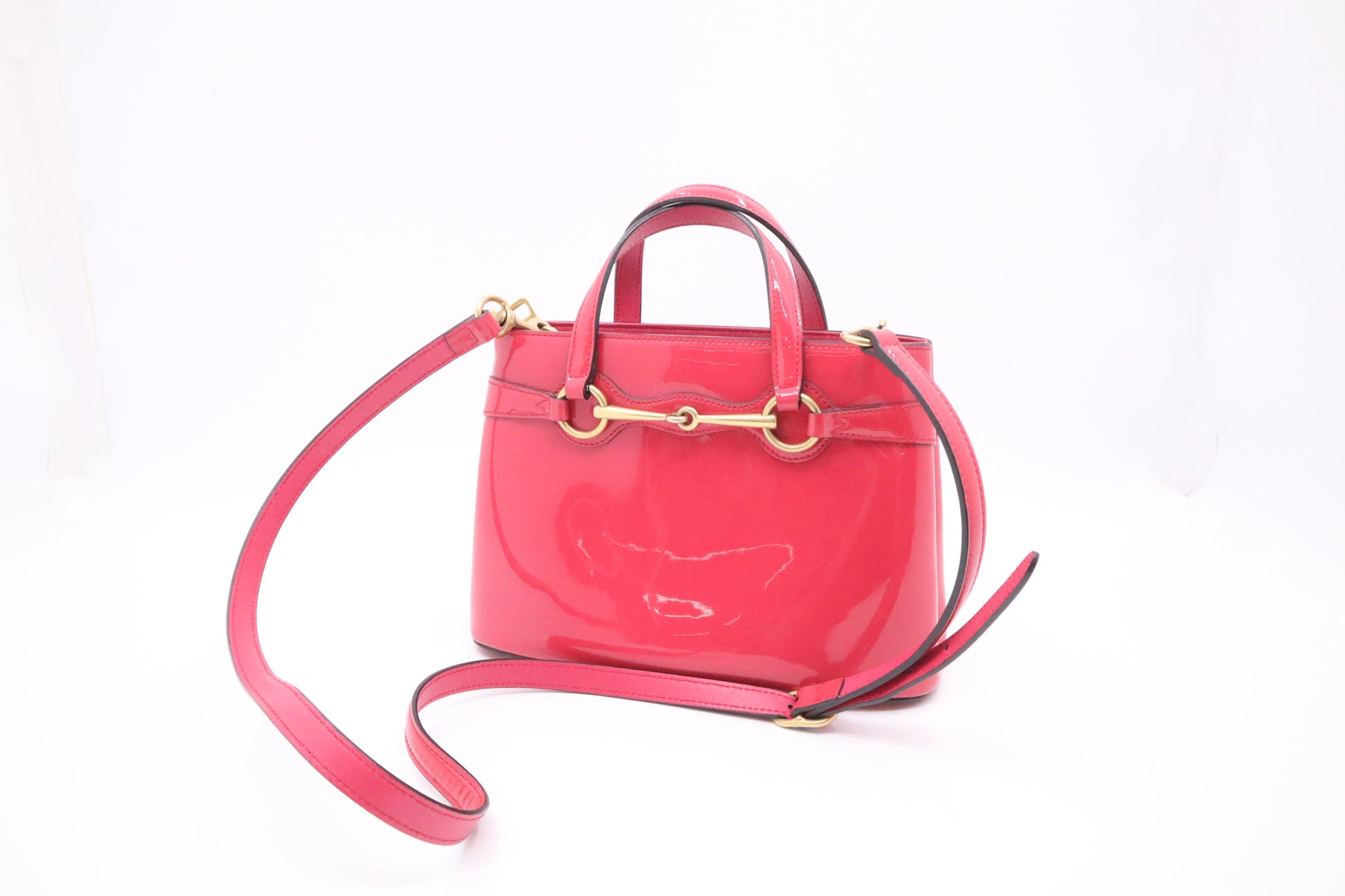 Gucci Horsebit Leather Patent Pink Handbag