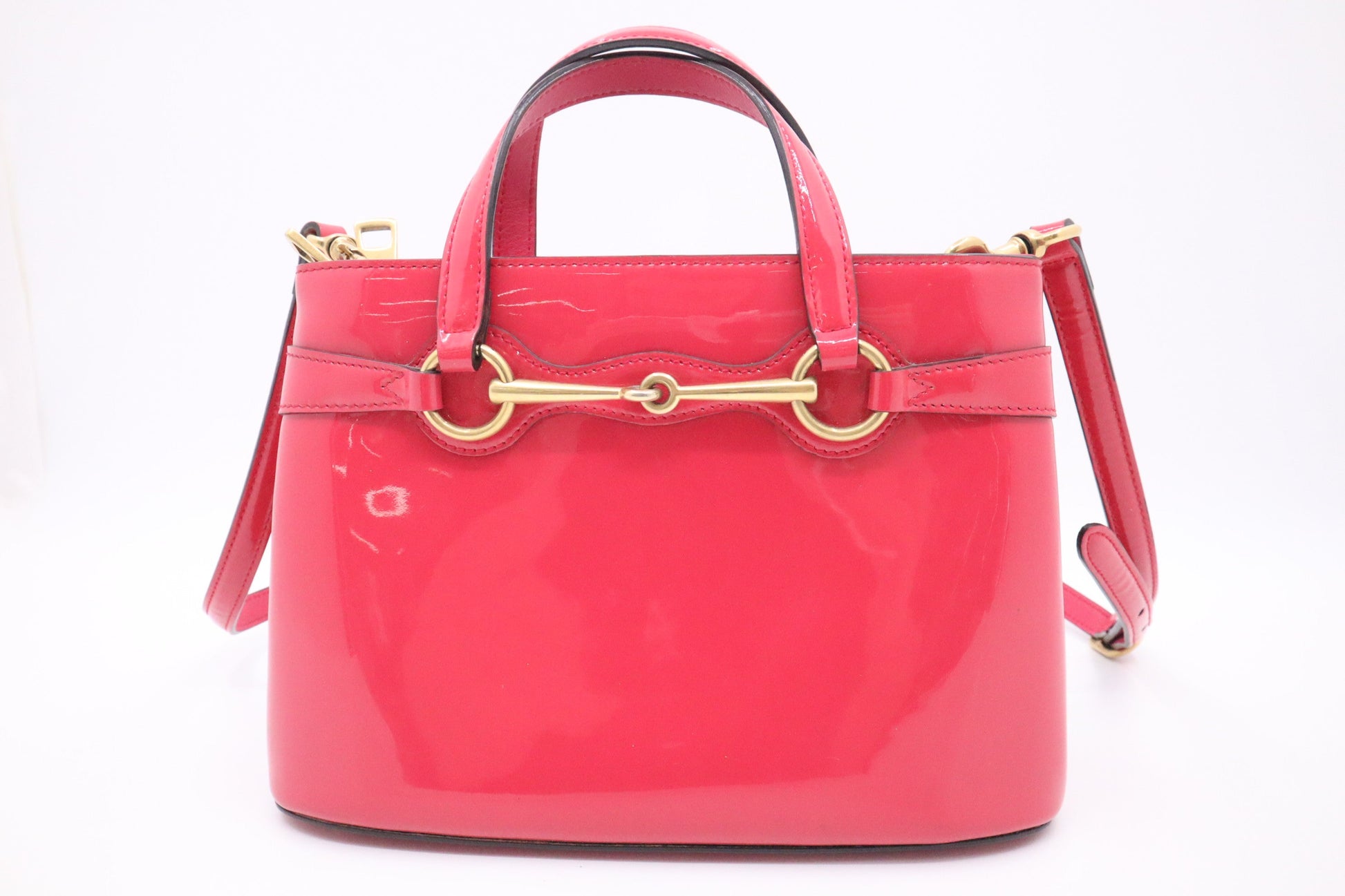 Gucci Horsebit Leather Patent Pink Handbag