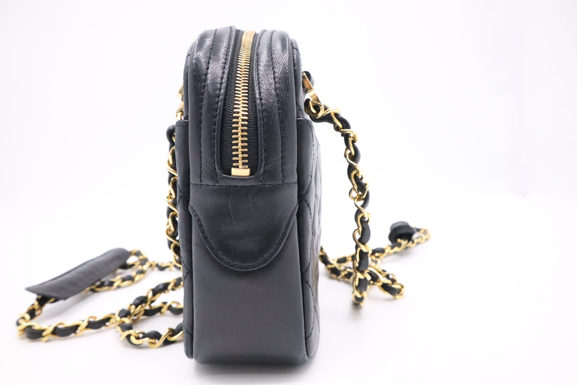 Chanel Camera MattelassÃ© Black Leather Crossbody Bag