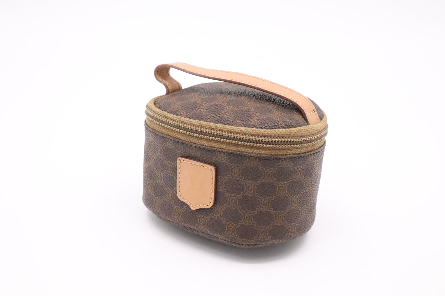 Celine Vanity Case In Macadam Handbag Canvas Brown Travel Bag