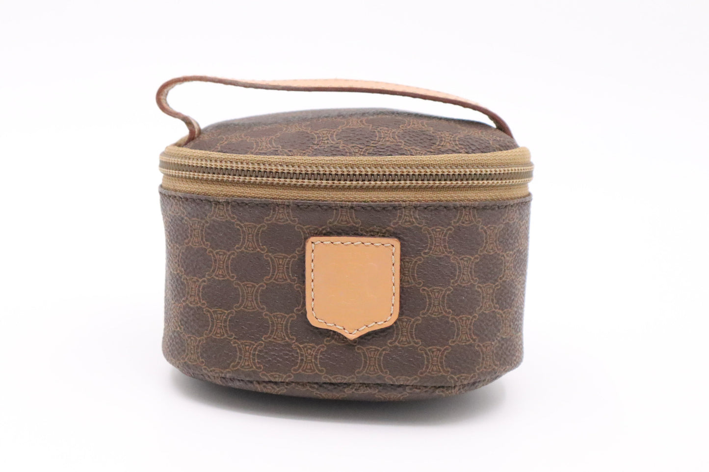 Celine Vanity Case In Macadam Handbag Canvas Brown Travel Bag