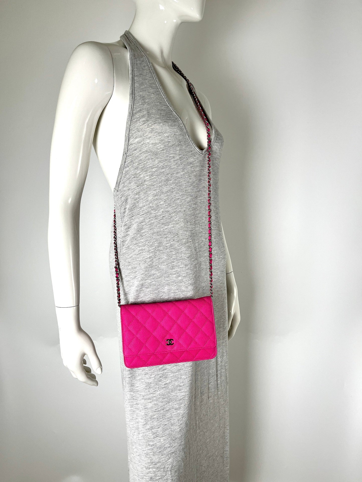 Chanel WOC Wallet on Chain Hot Pink Quilted Leather Crossbody Bag