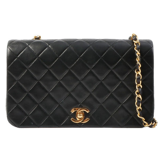 Chanel Around 1990 Made Full Flap Chain Bag Black