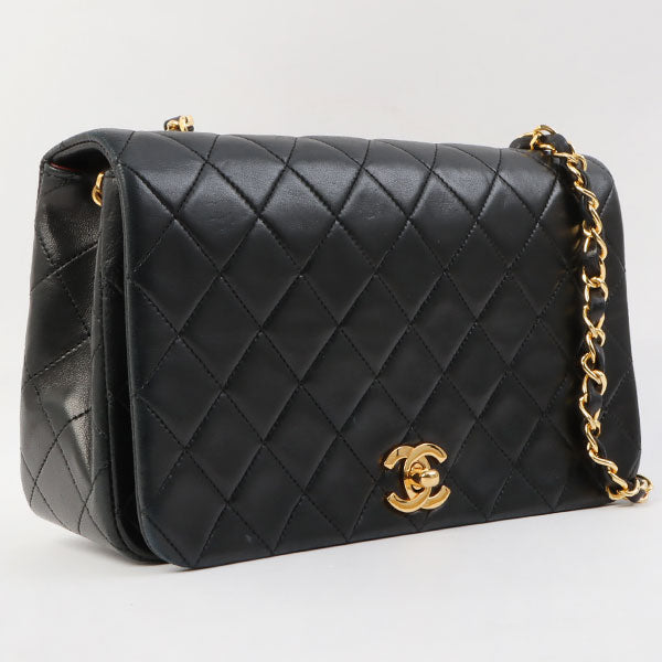Chanel Around 1990 Made Full Flap Chain Bag Black