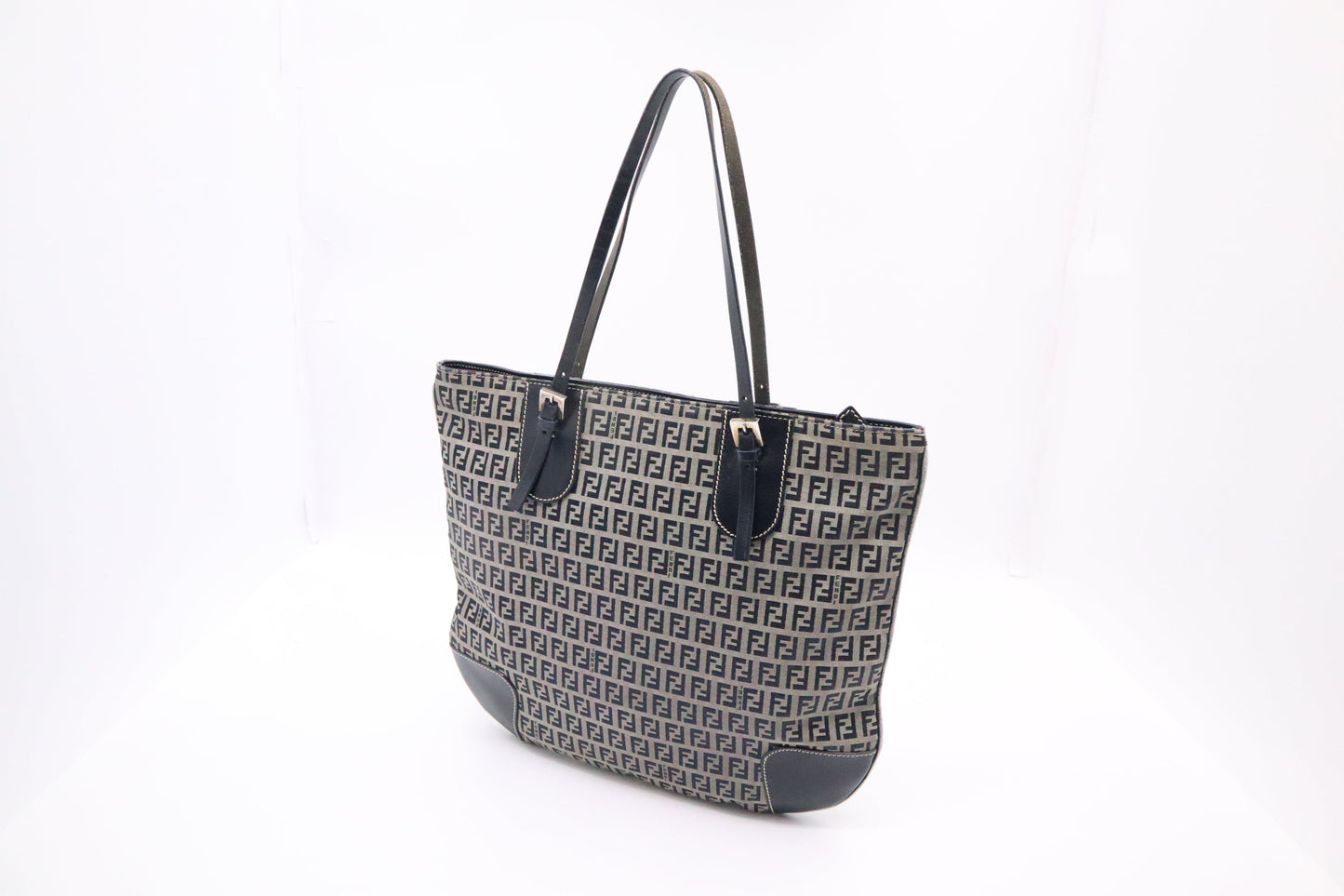 Fendi Tote In Zucca Canvas Blue Navy Tote Bag