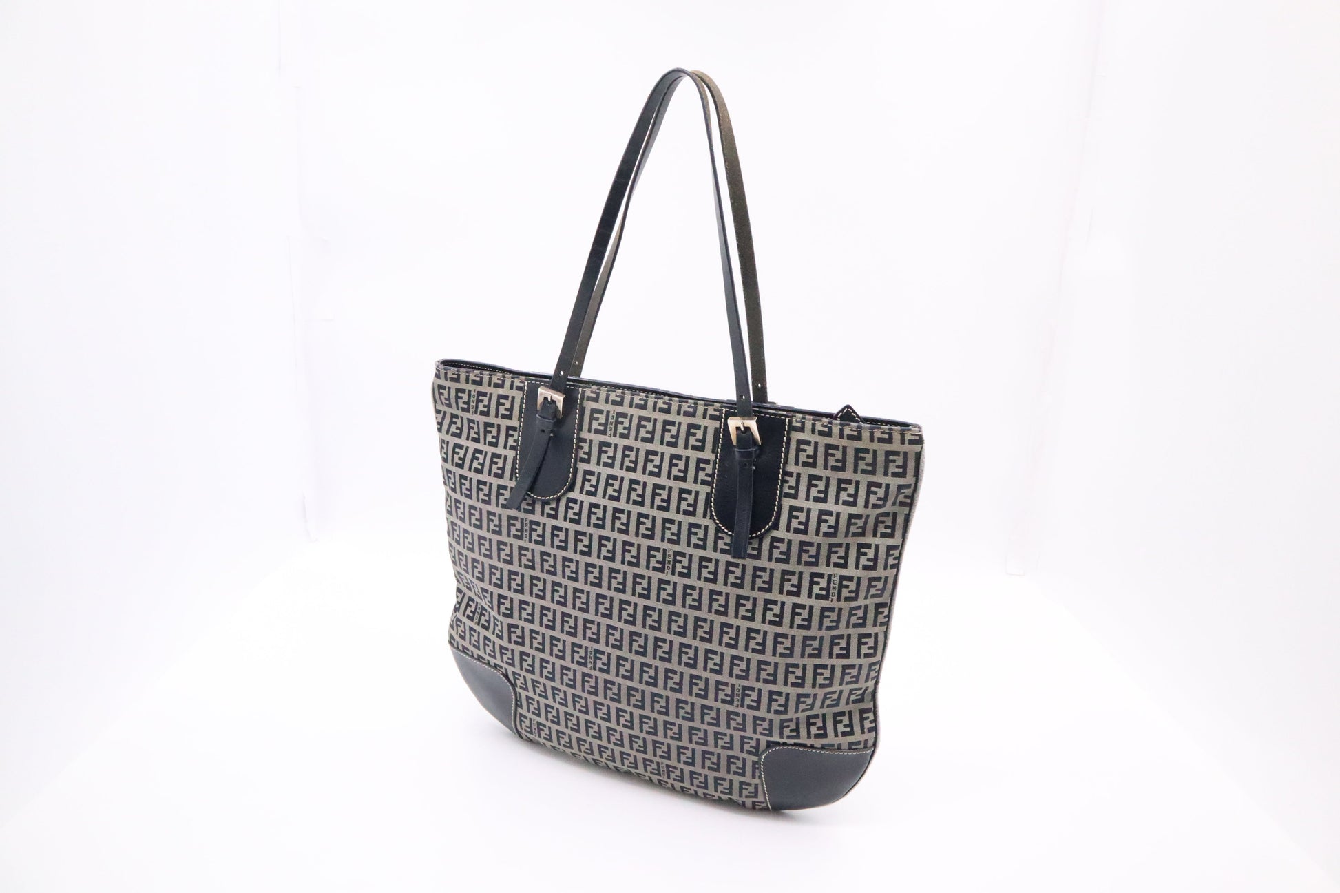 Fendi Tote In Zucca Canvas Blue Navy Tote Bag