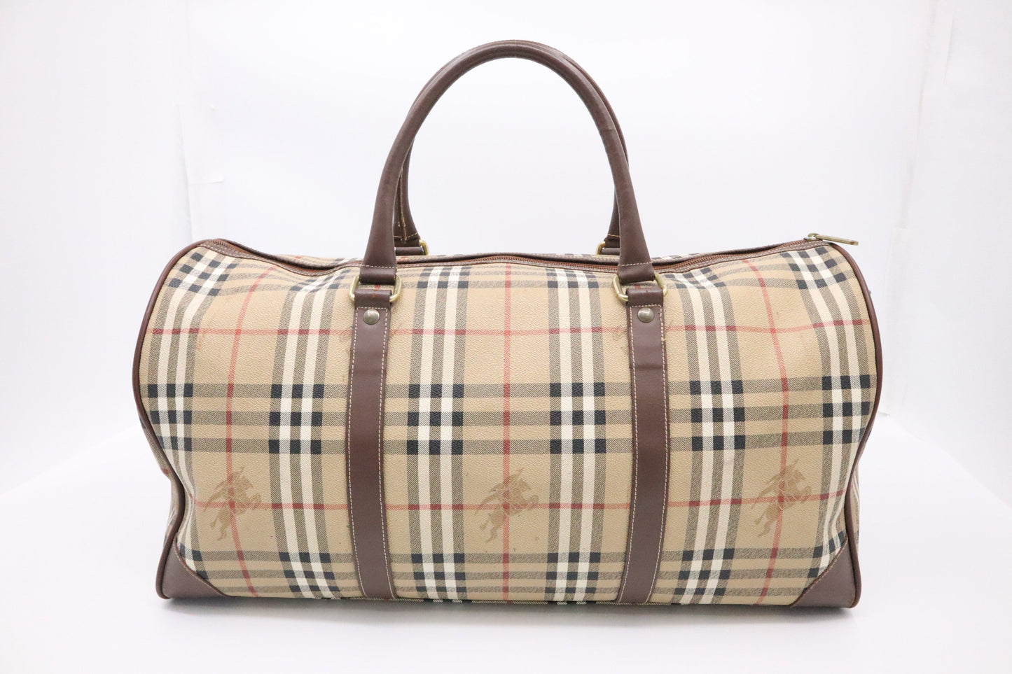 Burberry Travel Bag In Check Coated Canvas Beige