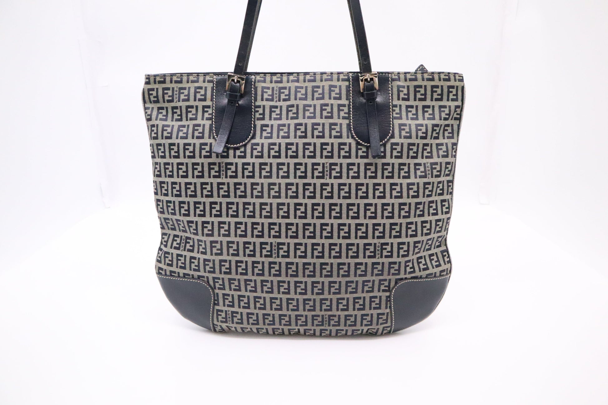 Fendi Tote In Zucca Canvas Blue Navy Tote Bag