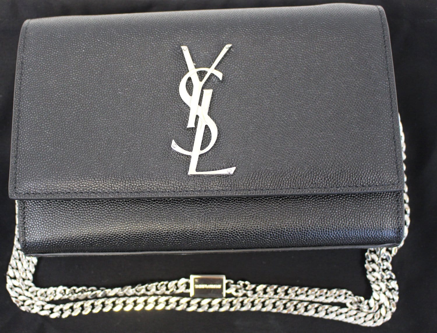 YSL Saint Laurent Saint Kate Clutch Crossbody Bag Leather Black