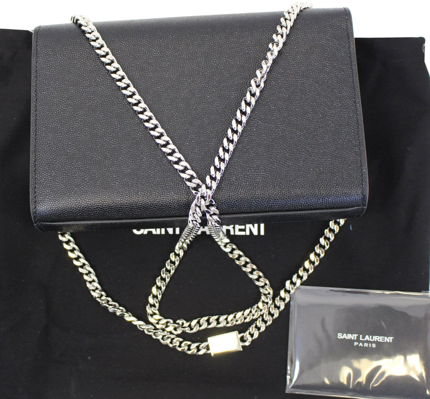 YSL Saint Laurent Yves Kate Clutch Crossbody Bag Leather Black Chain Clutch Bag Crossbody Bag Tt2691
