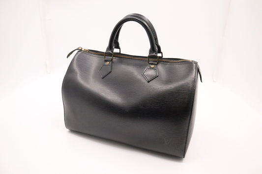 Louis Vuitton Speedy 30 Black Leather Epi Handbag Epi Leather
