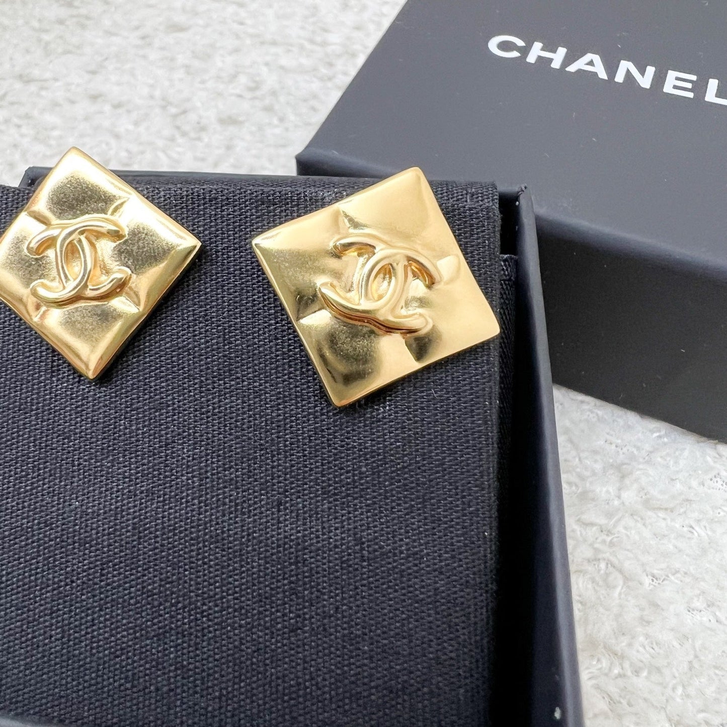 Chanel Square CC Earrings in GHW (Model: ) Jewelry